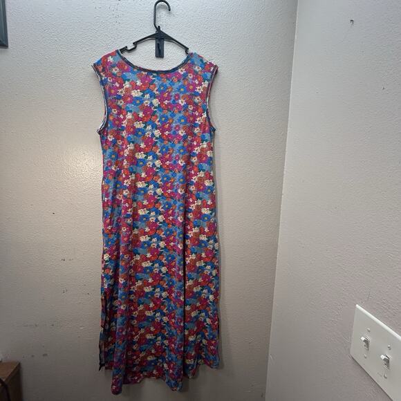 Natural Life Hangout 100% Cotton Boho Midi Dress Pink Floral Size S Sundress - Picture 5 of 7
